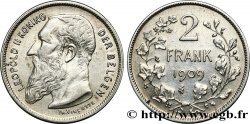 BELGIUM 2 Francs Léopold II légende française 1909