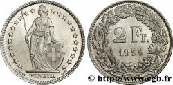 SCHWEIZ 2 Francs Helvetia 1955 Berne