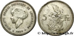 LUXEMBOURG 5 Francs Grande-Duchesse Charlotte 1929  TB+