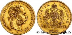 AUTRICHE 8 Florins ou 20 Francs François-Joseph Ier 1887 Vienne TTB+