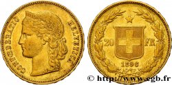 SCHWEIZ 20 Francs or Helvetia 1896 Berne