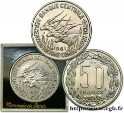 ÉTATS DE L AFRIQUE ÉQUATORIALE Essai de 50 Francs antilopes 1961  SPL