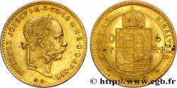 HUNGARY 10 Francs or ou 4 Forint, 2e type François-Joseph Ier 1884 Kremnitz