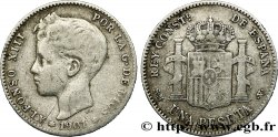 ESPAGNE 1 Peseta Alphonse XIII 3e type de buste 1901 Madrid TB