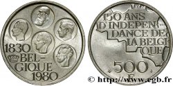 BELGIO 500 Francs légende française 150e anniversaire de l’indépendance, portrait des 5 rois / carte de Belgique 1980 Bruxelles