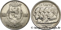 BELGIO 100 Francs armes au lion / portraits des quatre rois de Belgique, légende française 1950 