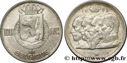 BELGIQUE 100 Francs armes au lion / portraits des quatre rois de Belgique, légende française 1950 