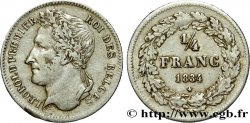 BÉLGICA 1/4 Franc Léopold Ier tête laurée 1834 Bruxelles