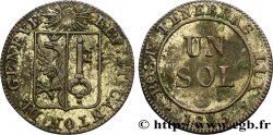 SUISSE - RÉPUBLIQUE DE GENÈVE 1 Sol 1825  TTB