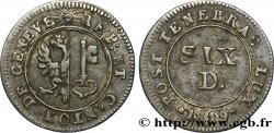 SUISSE - RÉPUBLIQUE DE GENÈVE 6 Deniers 1819  TB+