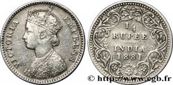 INDES BRITANNIQUES 1/4 Rupee (Roupie) Victoria 1881 Calcutta TB+
