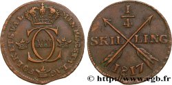 SUÈDE 1/4 Skilling monograme du roi Charles XIII 1817