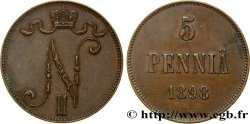 FINLANDIA 5 Pennia monogramme Tsar Nicolas II 1898 