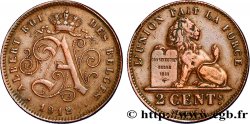 BELGIQUE 2 Centimes monogramme d’Albert Ier légende française 1912  TTB+