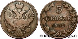 POLOGNE 3 Grosze administration russe aigle bicéphale 1840 Varsovie TB