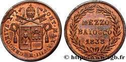 VATICAN ET ÉTATS PONTIFICAUX Mezzo Baiocco Grégoire XVI an VIII 1838 Rome SUP