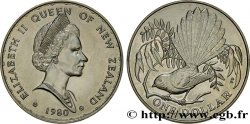 NEW ZEALAND 1 Dollar Elisabeth II / oiseau 
Rhipidure dryade 1980 