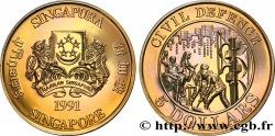 SINGAPUR 5 Dollars Défense Civile 1991