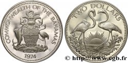 BAHAMAS 2 Dollars Proof emblème / flamands roses 1974  SPL