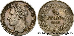 BELGIQUE - ROYAUME DE BELGIQUE - LÉOPOLD Ier 1/4 Franc tête laurée 1843  TTB