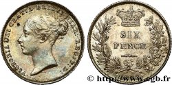 ROYAUME-UNI 6 Pence Victoria tête jeune 1853 Londres