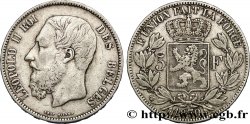 BELGIQUE 5 Francs Léopold II 1870