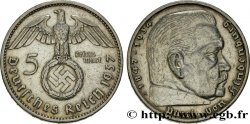 ALLEMAGNE 5 Reichsmark Maréchal Paul von Hindenburg 1937 Berlin TTB