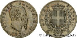 ITALIE 5 Lire Victor Emmanuel II 1872 Milan TB