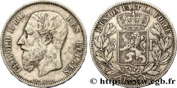 BELGIEN 5 Francs Léopold II 1873