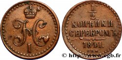 RUSSIE 1 Denga (1/2 Kopeck) monogramme Nicolas Ier 1841 Saint-Petersbourg