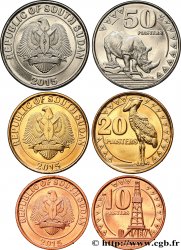 SUDAN DEL SUD Lot de 3 monnaies de 10, 20 et 50 Piastres 2015 