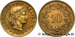SUISSE 10 Centimes (Rappen) Helvetia 1918 Berne SUP