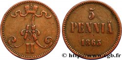 FINLANDE 5 Pennia monogramme Tsar Alexandre III 1865