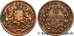 INDES BRITANNIQUES 1/12 Anna East India Company 1835 Madras