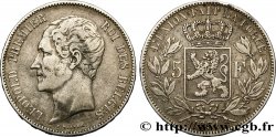 BELGIQUE 5 Francs Léopold Ier tête nue 1851  TTB