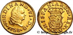 ESPAGNE - ROYAUME D ESPAGNE - FERDINAND VI Demi-escudo en or 1758 Séville TTB+