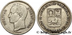 VENEZUELA 50 Centimos emblème / Simon Bolivar 1954 Philadelphie