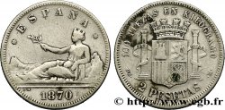 SPAIN 2 Pesetas “ESPAÑA” allongée 1870 Madrid