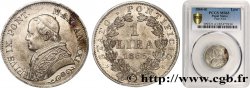 VATICAN ET ÉTATS PONTIFICAUX 1 Lire Pie IX type petit buste an XXI 1866 Rome