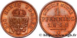 ALLEMAGNE - PRUSSE 1 Pfenninge Royaume de Prusse écu à l’aigle 1868 Francfort - C