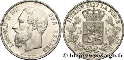 BELGIQUE 5 Francs Léopold II 1875
