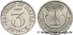 BIAFRA 3 Pence aigle / palmier 1969 