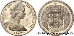 NEW ZEALAND 1 Dollar Proof Elisabeth II / Emblème couronné entouré de fougères 1967 Royal British Mint