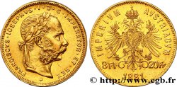 AUSTRIA 8 Florins ou 20 Francs François-Joseph Ier 1881 Vienne