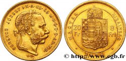 HUNGARY 20 Francs or ou 8 Forint, 1e type François-Joseph Ier 1877 Kremnitz