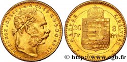 HUNGARY 20 Francs or ou 8 Forint François-Joseph Ier 1891 Kremnitz