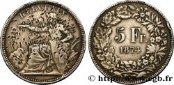 SUISSE 5 Francs Helvetia assise 1874 Bruxelles
