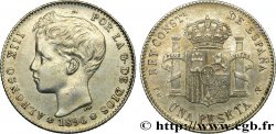 ESPAGNE 1 Peseta Alphonse XIII 3e type de buste 1896 Madrid