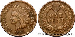 ÉTATS-UNIS D AMÉRIQUE 1 Cent tête d’indien, 3e type 1871 Philadelphie