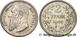 BELGIQUE 2 Francs (Frank) Léopold II légende flamande 1909